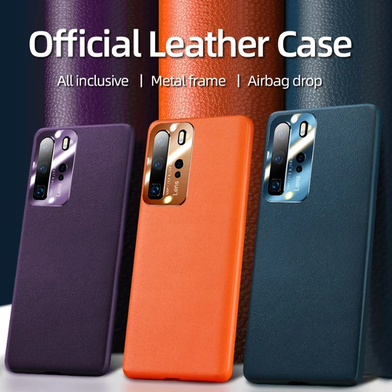 

Luxury PU Leather Case For Huawei P40 P30 PRO Shockproof Official Color Cover for Huawei Mate 30 Pro Case PU Leather Back Cover