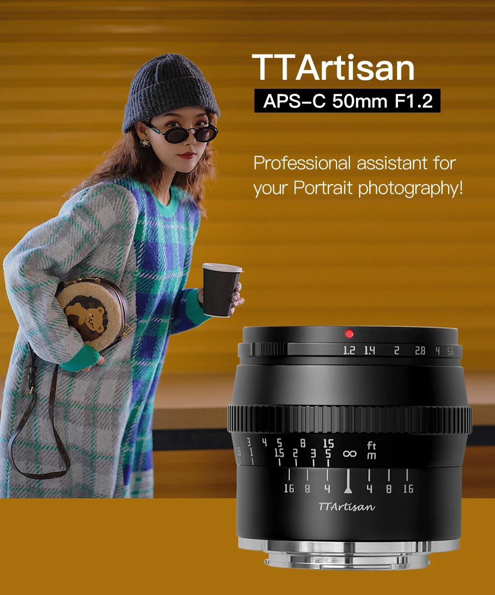 TTArtisan 50 мм f1.2 APS C объектив для SONEY E FUJI X CANON M43 Mount Camera Большая диафрагма избавьтесь