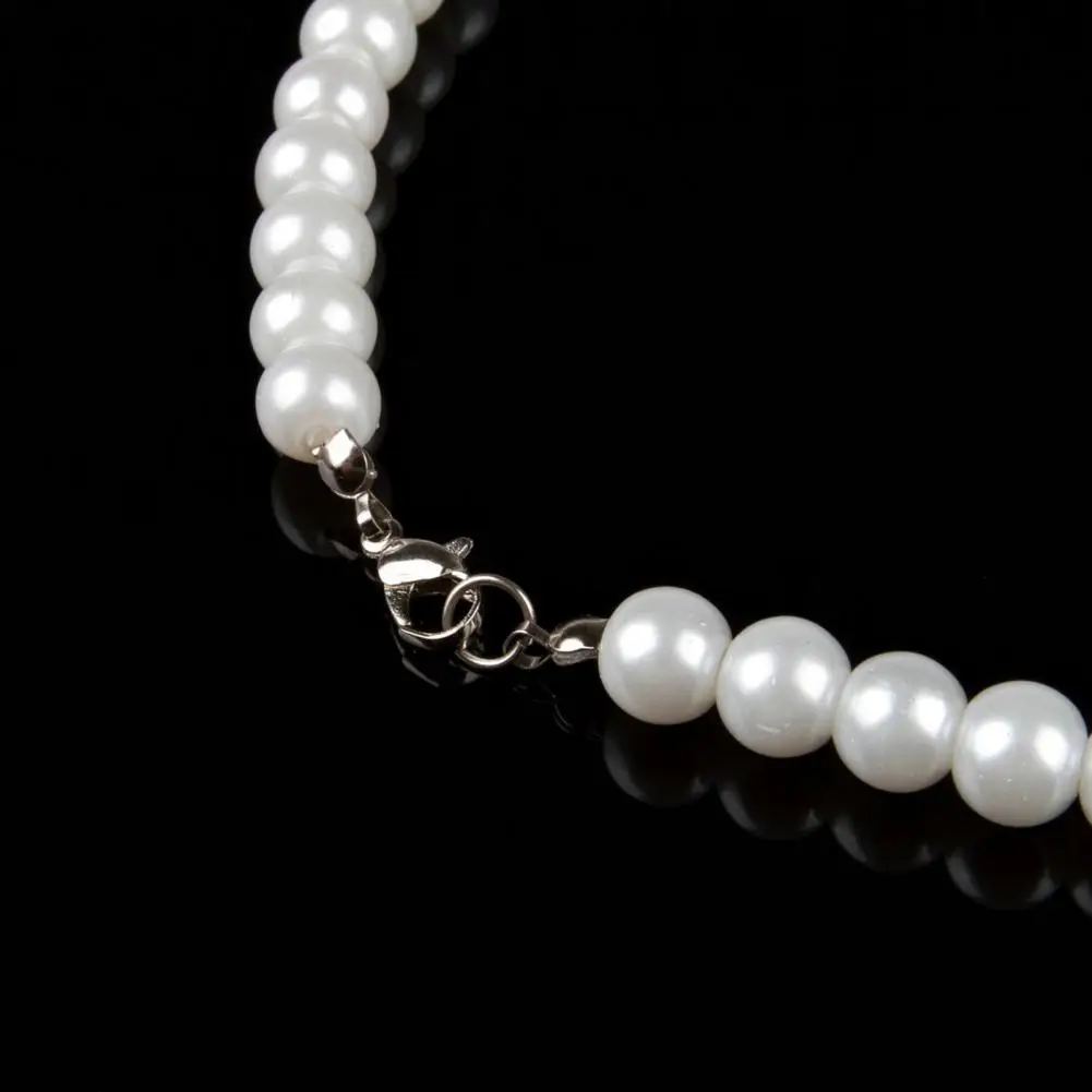 

Necklace 8mm Imitation Pearls Elegant Women Metal Lobster Clasp Necklace for Dating Imitation Pearl Necklace