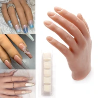 practice hand with fake nails with flexible fingers adjustment nails display silicone hand manicure hand model mano de practica