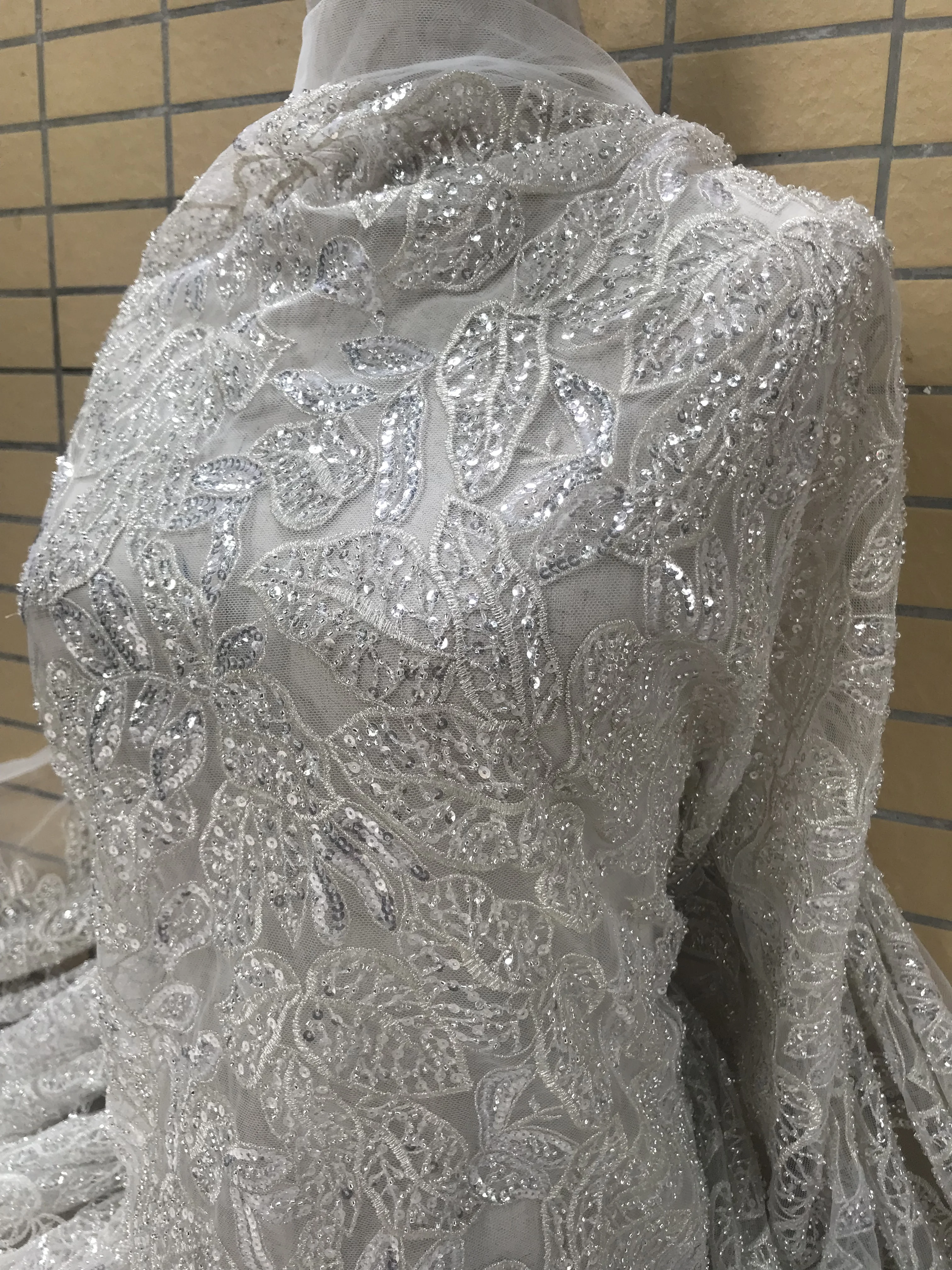 

Модная Тюлевая вышивка, французская сетчатая кружевная ткань с блестками, женское вечернее платье высокого качества