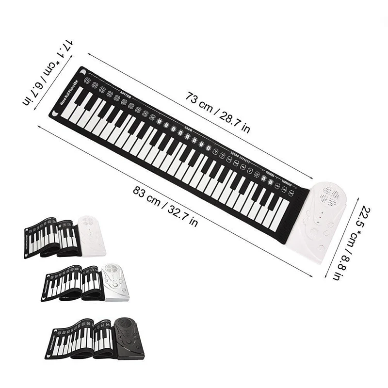 

Portable Flexible Digital Keyboard Piano 49 Keys Tones Rhythms Electronic Roll Up Piano Toys EDF88