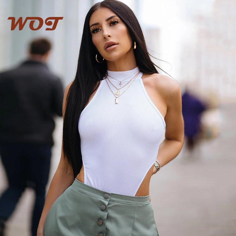 Round Neck Sleeveless Bodysuit Women 2021 Summer New Sexy Slim Vest Top