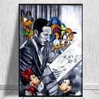 Картина Уолт Диснея и Микки Маус, рисунок на холсте, мультяшный постер для детской комнаты, домашний декор