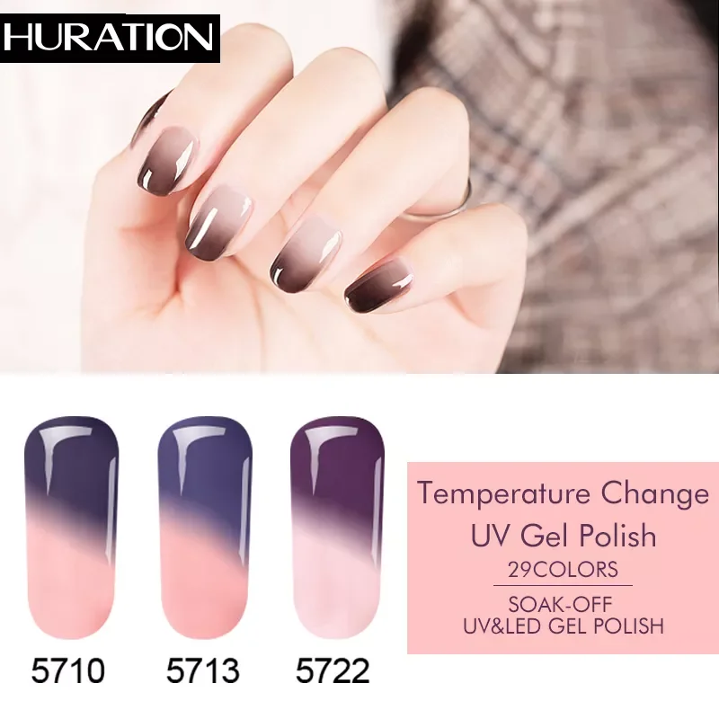 

Huration Temperature Color Changing Thermo Gel Nail Polish Manicure Soak Lucky UV Gel Nail Art Chameleon Nail Polish Varnishes