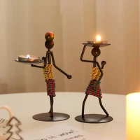 creative nordic candlestick abstract iron men candle holder modeling candlesticks home bar restaurant romantic decor