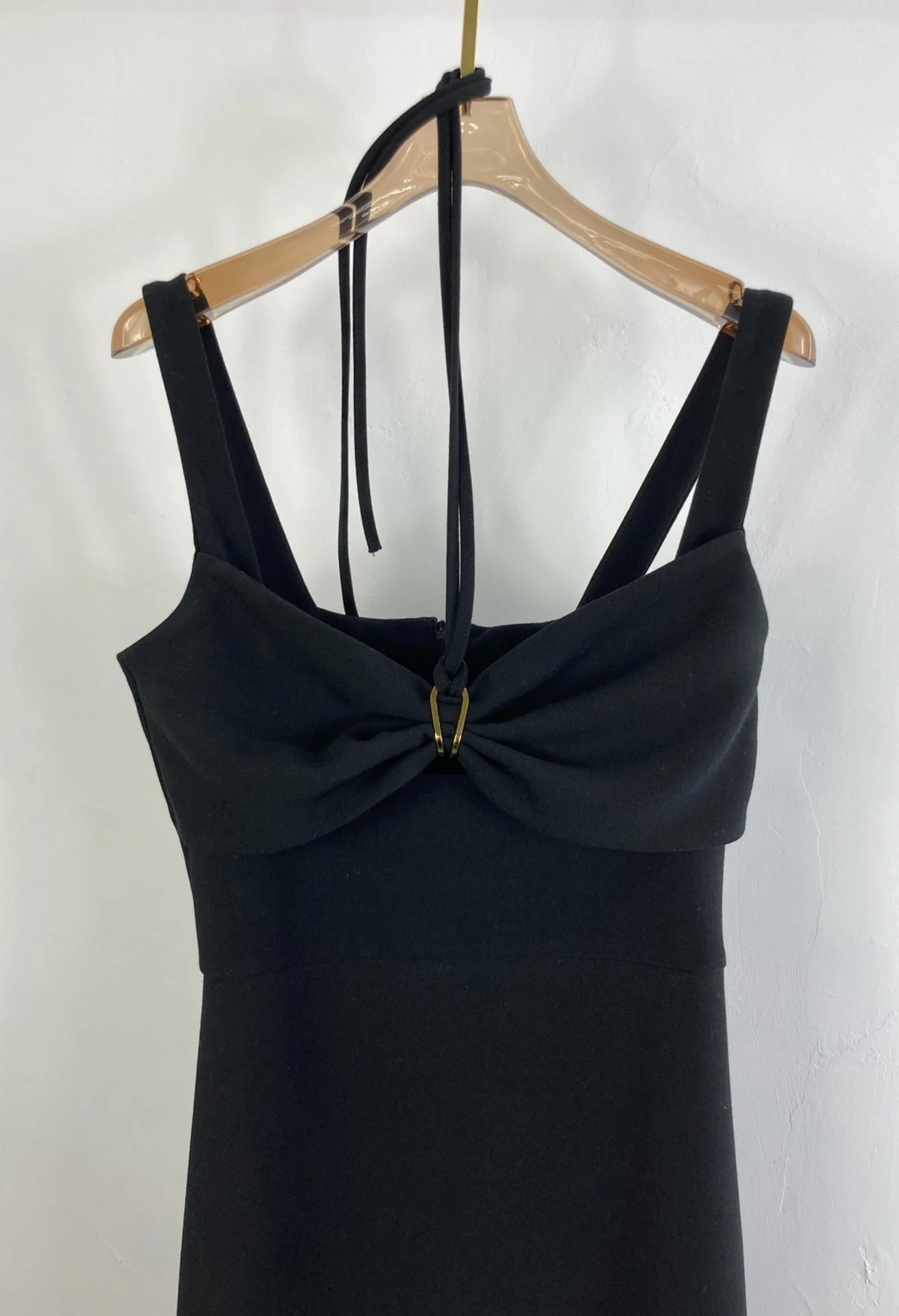 

2021 New Ladies Fashion Sleeveless Hardware Halter Slim Dress 0309
