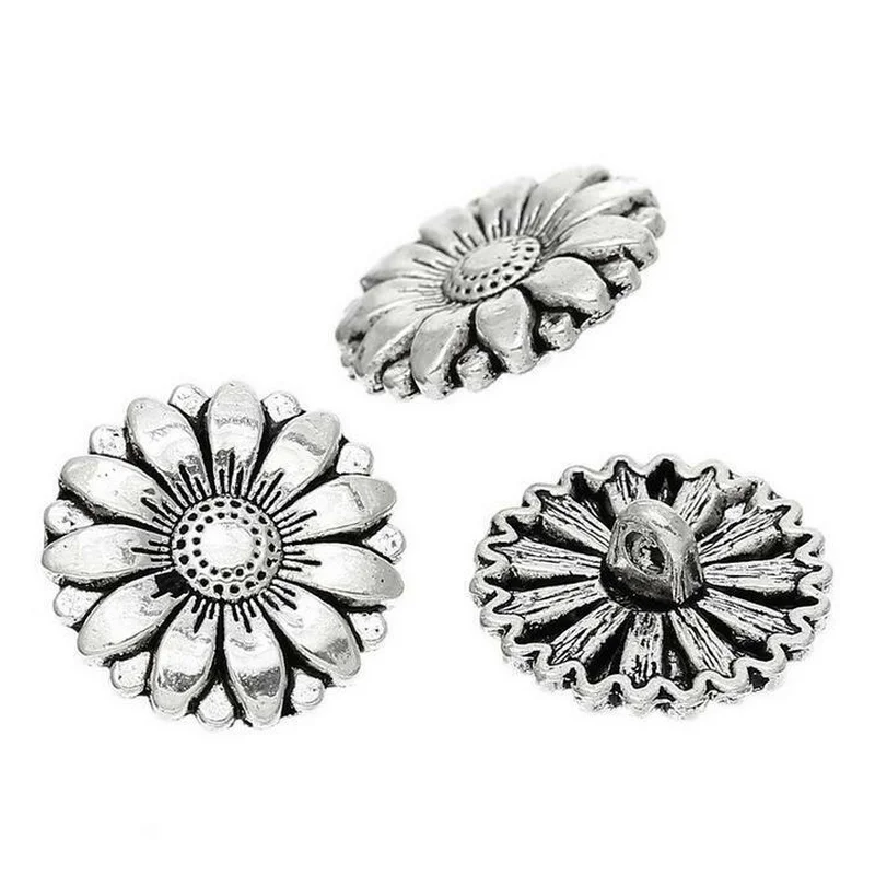 5/10/15PcsTibetan silverClothing кнопки металлические подсолнечника резные античное серебро