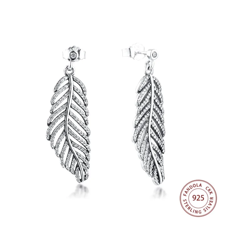 Женские серьги гвоздики из 100% стерлингового серебра 925 пробы с фианитами