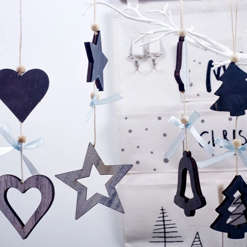 Новые рождественские украшения Дерево Деревянный Декор бусины бант кулон