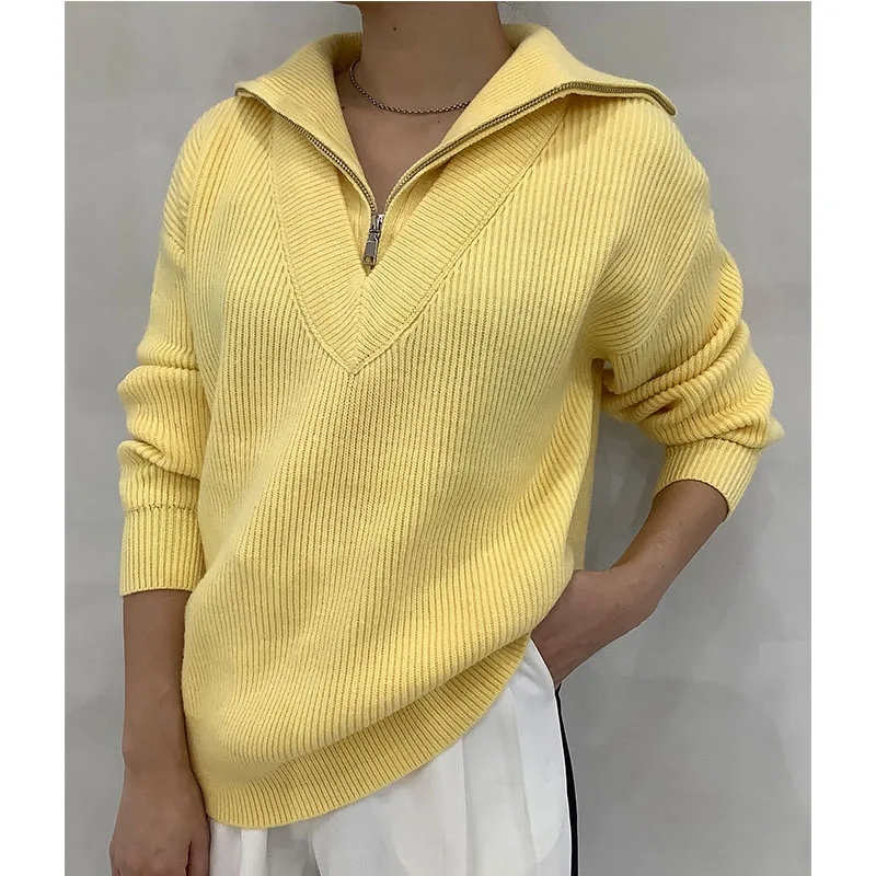 

Новинка 2021, зимний женский свитер, Модный пуловер, кашемировый Женский пуловер на молнии с длинным рукавом, свитер с высоким воротником для ...