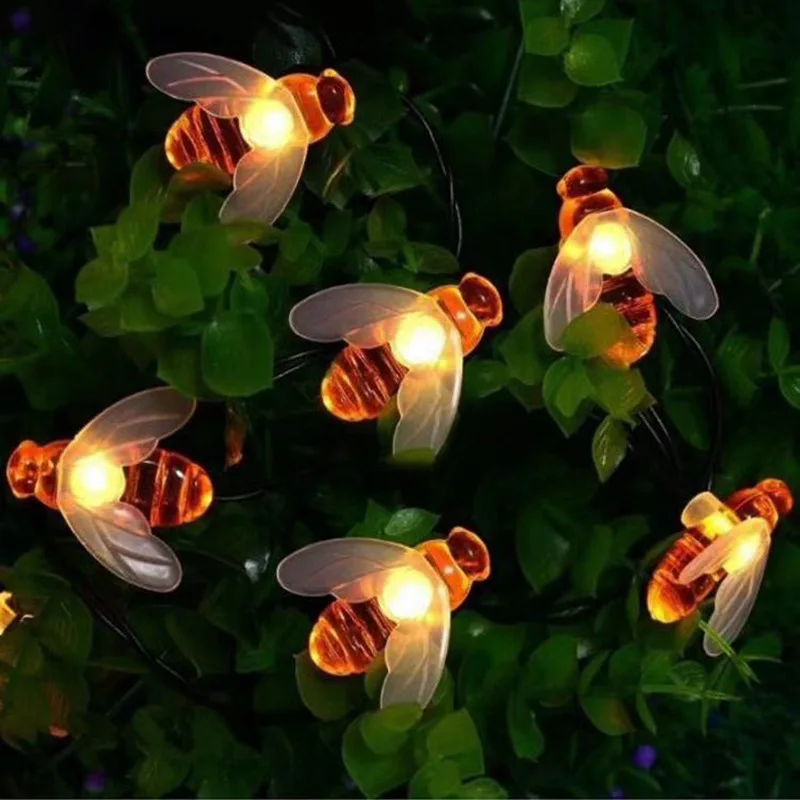 

50LED 10M Simulation Honey Bees Solar Power String Lamp Fairy Lights Battery Garlands Garden Christmas Holiday Deco LED Solar