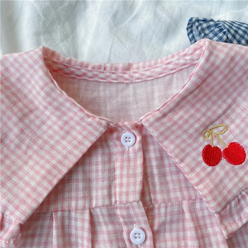 Korean Plaid Baby Girl Clothes set Long Pants Long-sleeved Home Service suit Cotton Kids Pajamas Children Sleepwear | Детская одежда и