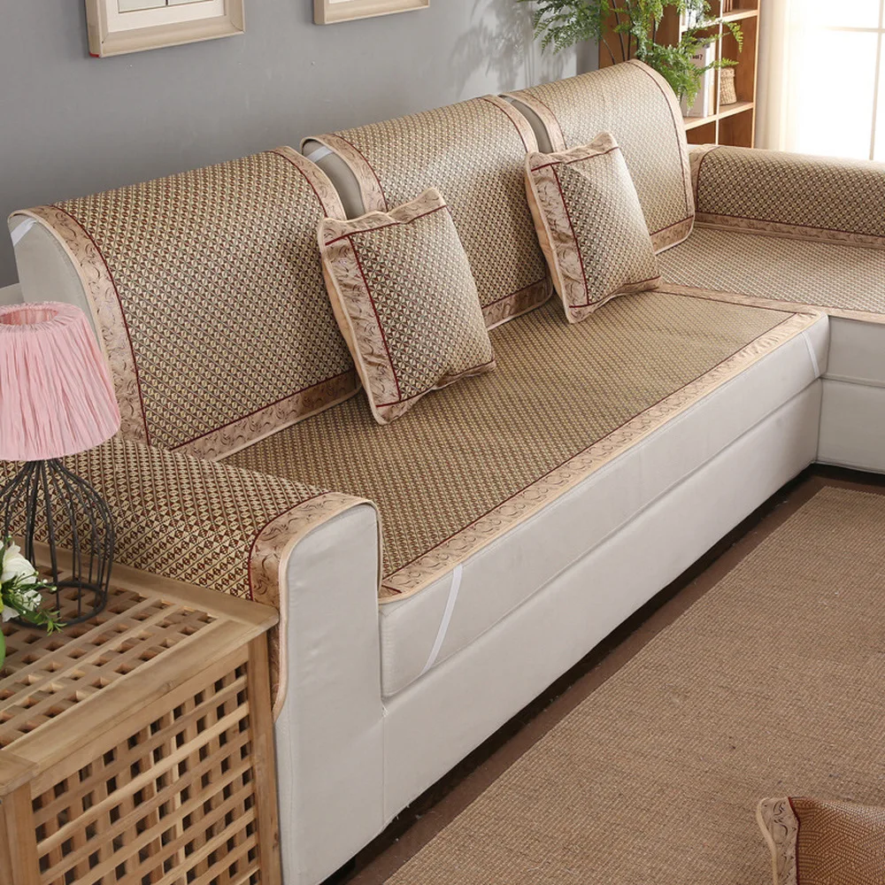 Стильный удобный комплект чехлов для дивана из ротанга тканевых наволочек
