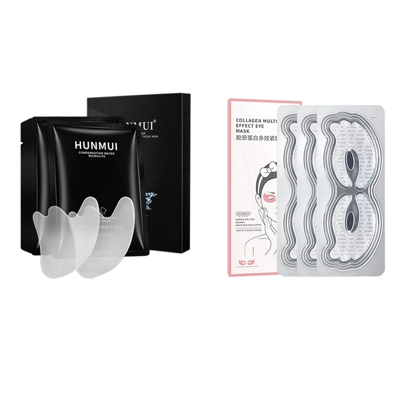 

HUNMUI 5 Pair Nasolabial Folds Patch Moisturizing Firming Face Care & HUNMUI 1Box Crystal Collagen Eye Mask