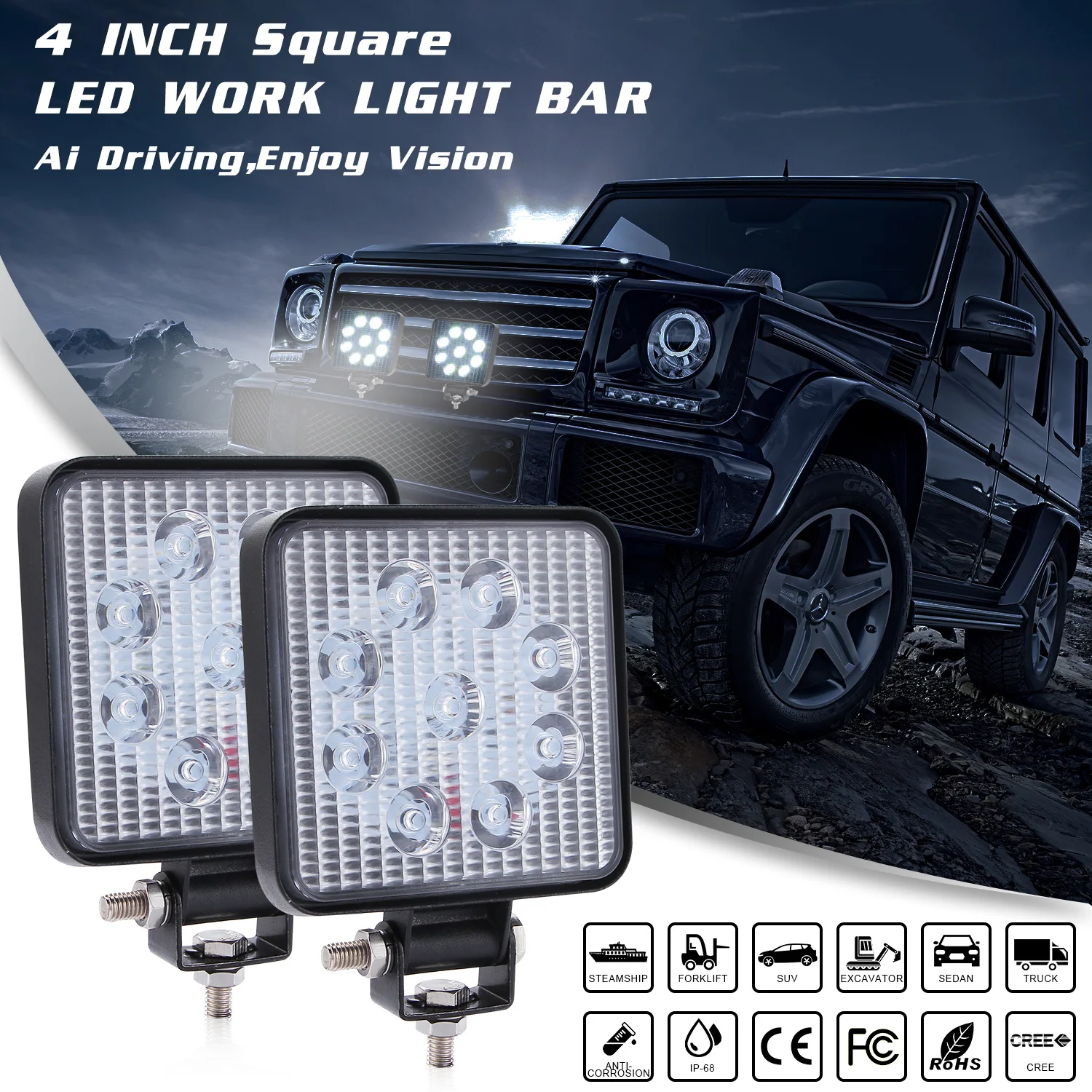 

2 шт Автомобильный вилочный погрузчик прицеп пыленепроницаемый 27 Вт светодиодный фонарь 12 В/24 В