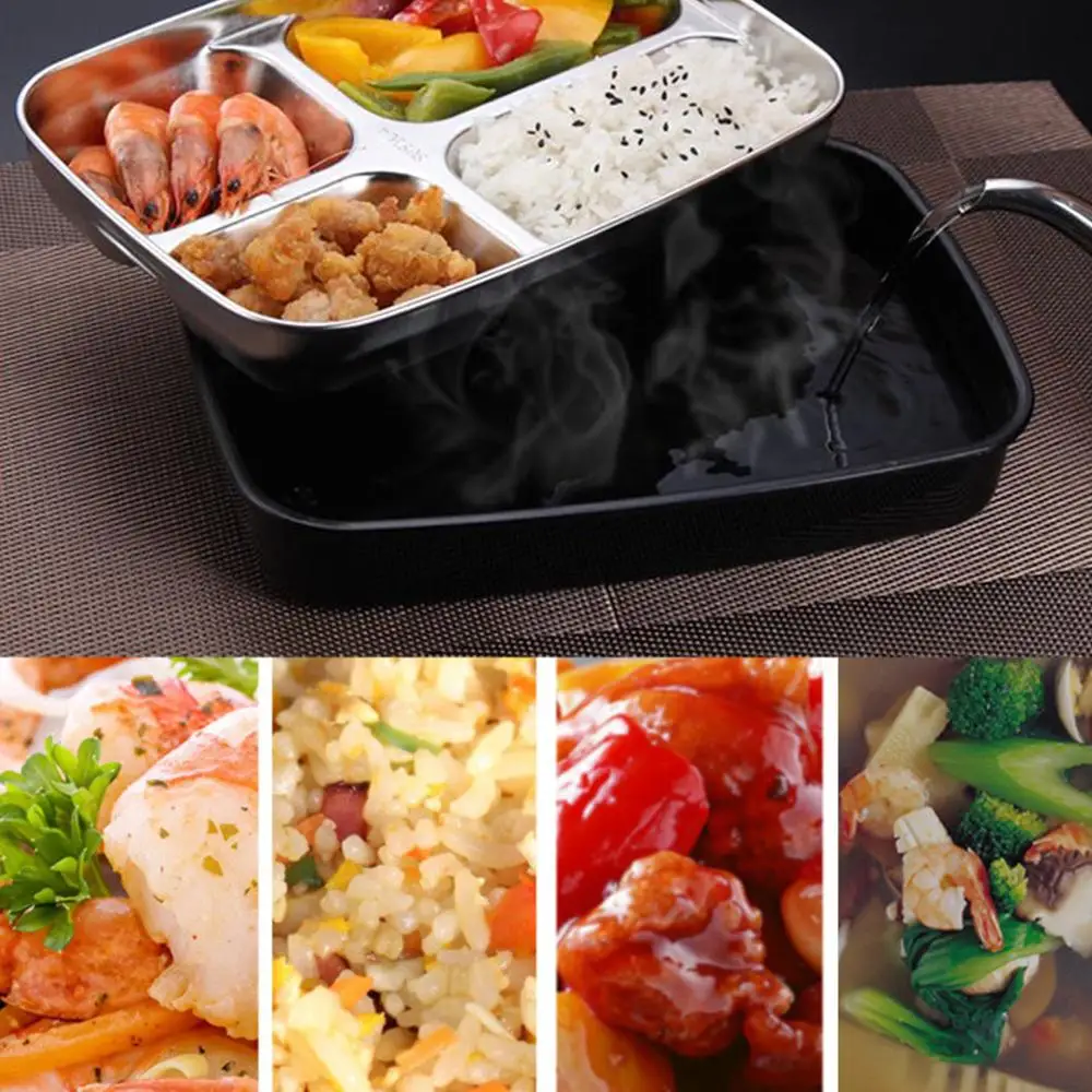 Двойной набор ланч боксов из нержавеющей стали Ланч бокс Bento с 4 отделениями и