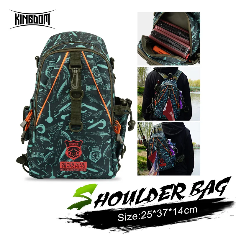 

Kingdom Single/Double Shoulder Fishing Bags 1000D Nylon Cloth Waterproof Wear-resisting Large Capacity Fishing Tackle Backpack