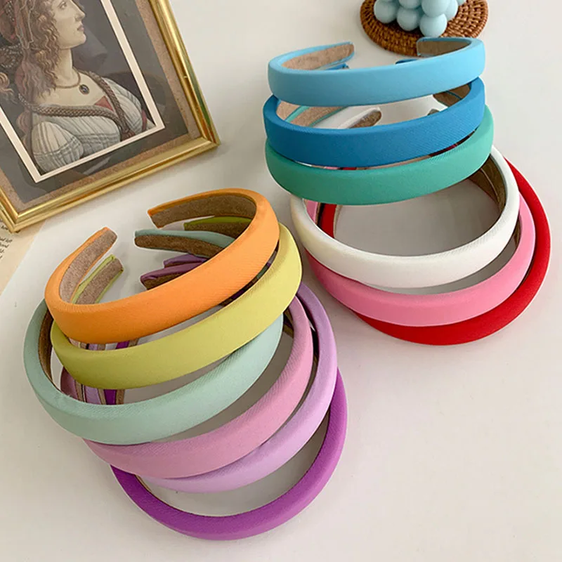 

2021 New Women Girls Cute Colorful Sponge Hairbands Sweet Simple Headband Hair Decorate Hoops Headwear Fashion Hair Accessories