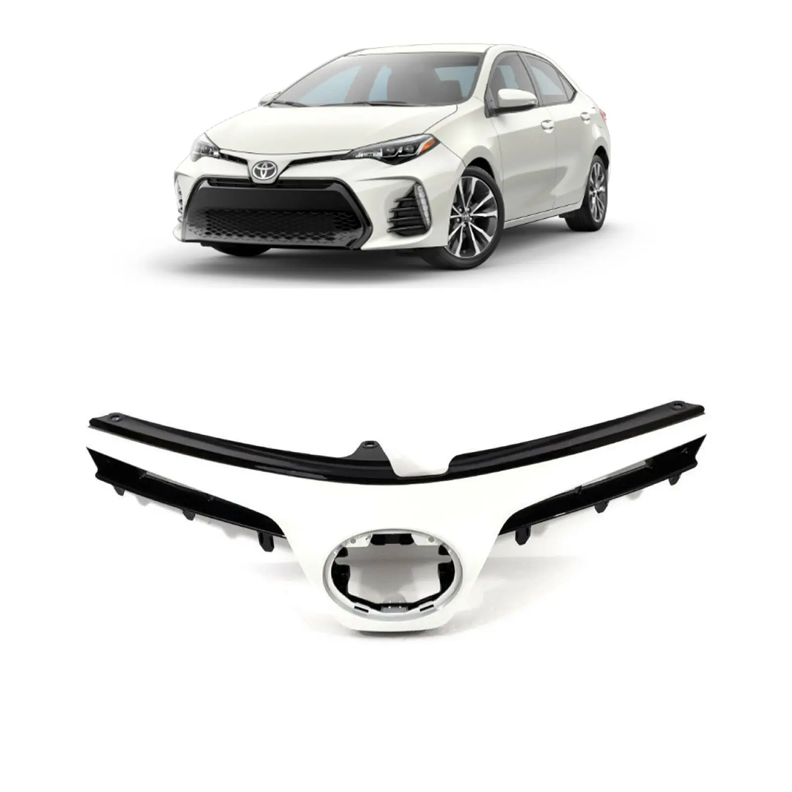 

For 2017 2018 2019 Toyota Corolla SE Sedan Front Upper Grill Grille Super White