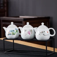 high quality white porcelain teapot exquisite enamel color teapot with tea strainer handmade ceramics teaware tea set