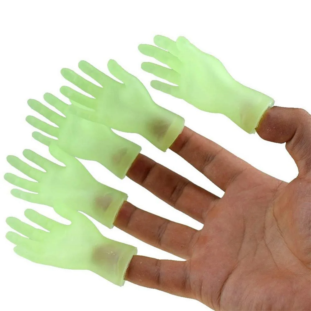 

Finger Hands Glow Toy Puppet Funny Simulation Mini Tiny Finger Hands with Left And Right Hand For Halloween PartyMini Finger