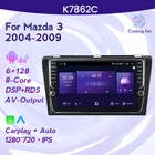Автомагнитола Navifly, Android 11, 6 +, 128 ГБ, мультимедийное головное устройство для Mazda 3 BK Mazda3 2004-2009, охлаждающий вентилятор IPS DSP, беспроводной carplay