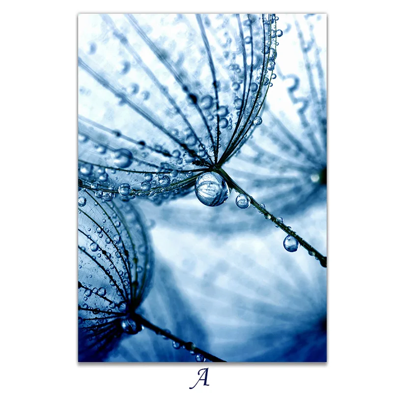 Скандинавские листья монстеры настенная живопись на холсте Синий одуванчик