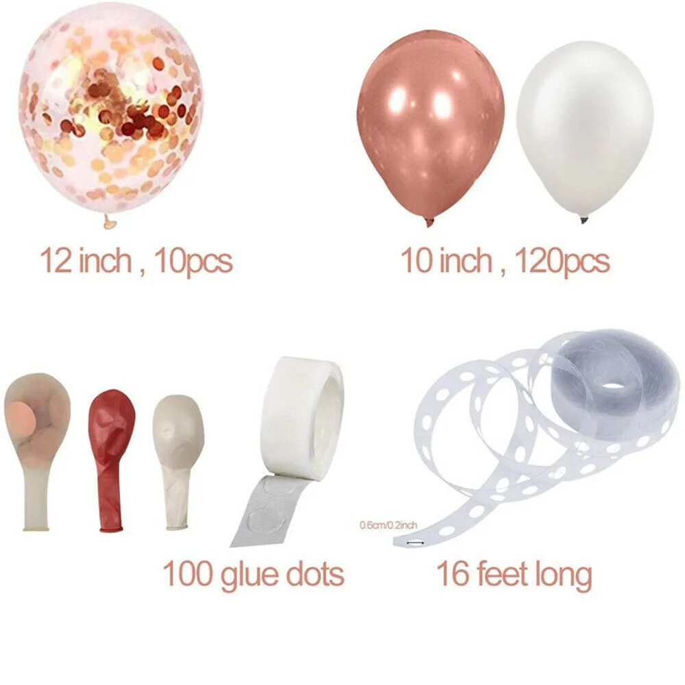 

130pcs Rose Gold Balloon Arch Set Party Balloon Wedding Wreath Balloon