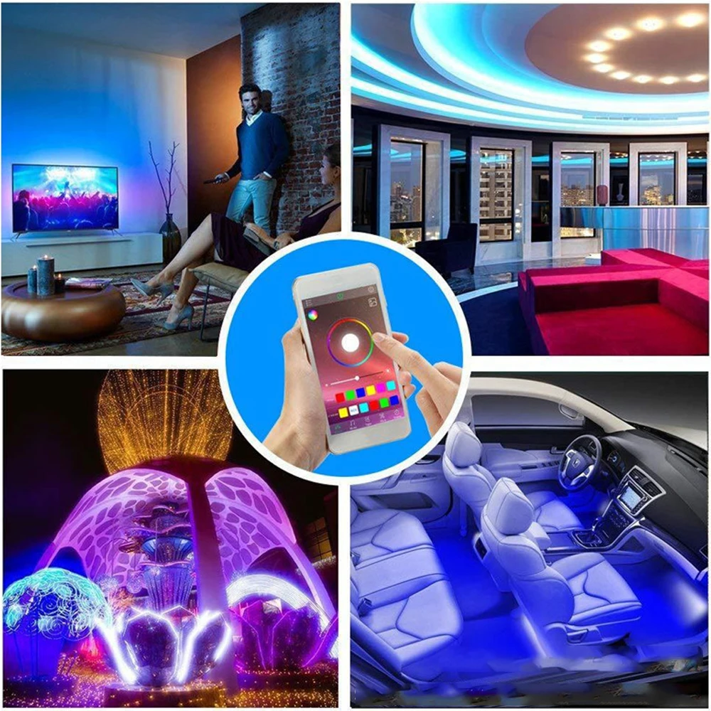

LED Bluetooth Light Strip RGB 5050 SMD Color Waterproof Light Strip Interior Decoration Bar Park Decoration Diode Color Strip