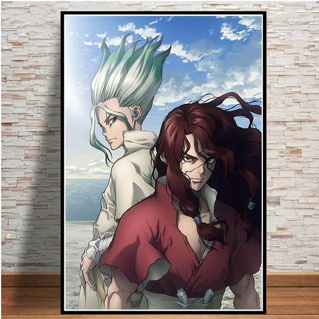 

Canvas painting poster printing anime wall artist home modern style simple cartoon Nordic stone Dr.STONE children's room