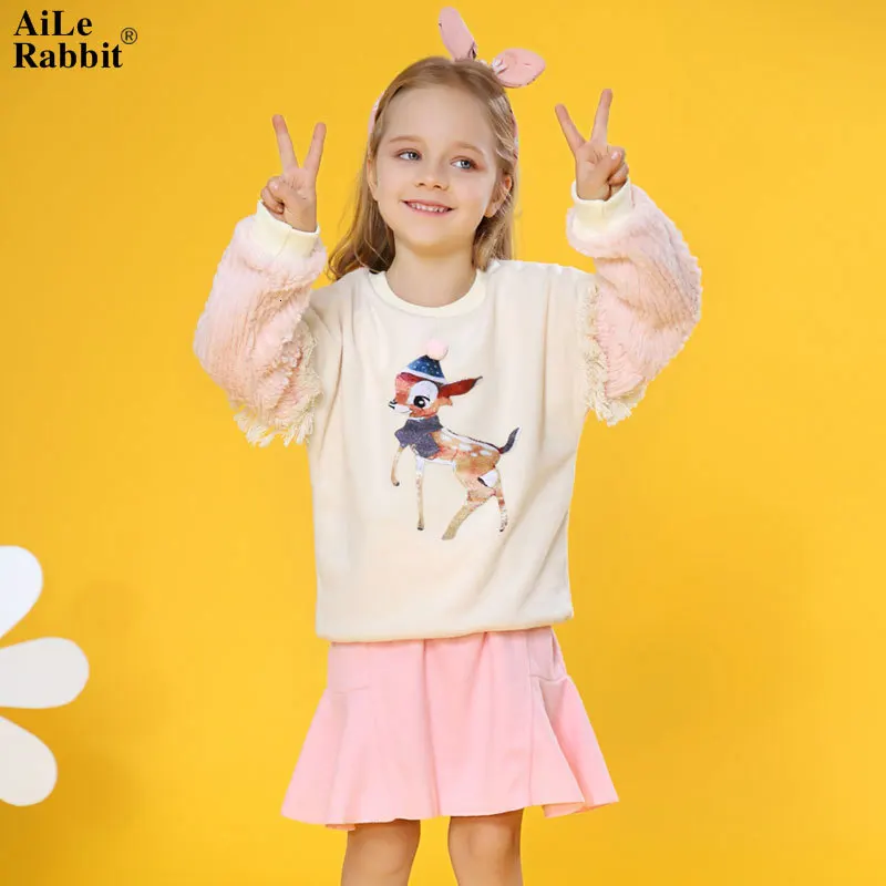Aile Rabbit/ г. Осеннее платье для девочек; Одежда для девочек; вязаный свитер для детей; Robe Fille; красивые платья; цвет коричневый, красный