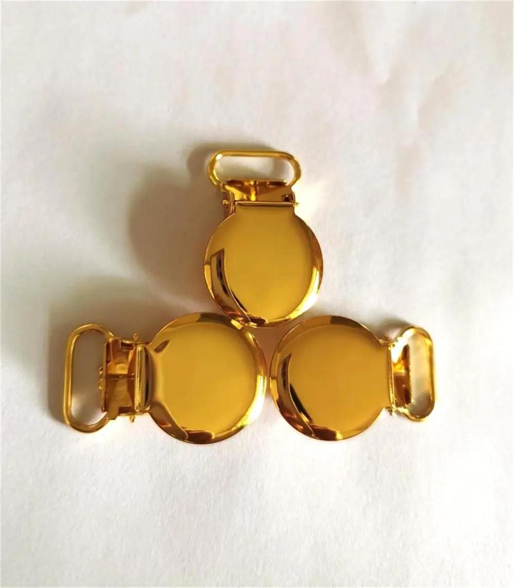 

200pcs/batch custom round shiny golden hanging Clip pacifier Clip wholesale