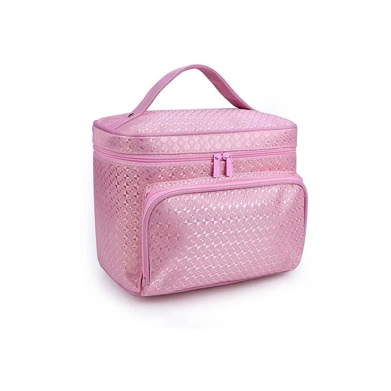 1Pc New Hot Sale Cosmetic Bag Women Large Make Up Bag Vanity Case Cosmetic Nail Tech Storage Beauty Box For Enchanting Ladies - Color: Pink
