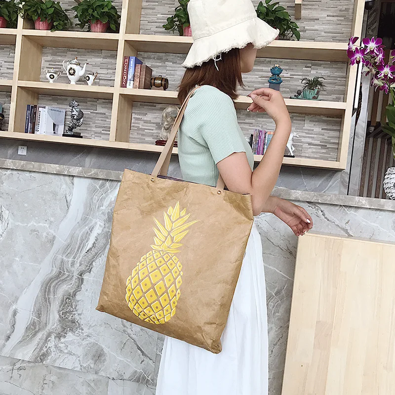 Сумка из крафт-бумаги DuPont, с кольцом, для покупок, складная сумка на плечо, женская сумка-мессенджер, Корейская промытая бумажная сумка от AliExpress WW