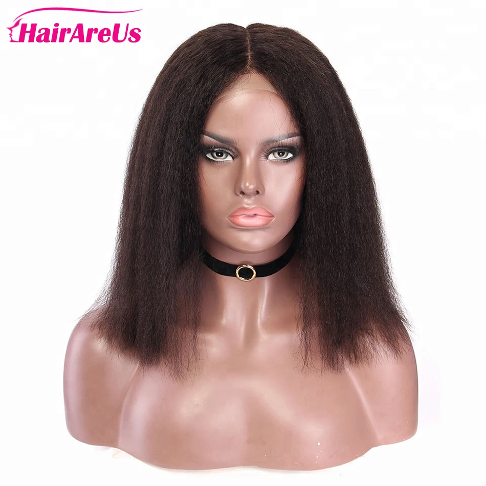 

4x4 Short Bob Wig Lace Closure Wig Human Hair Wig Yaki Straight Pre Plucked With Baby Hair 150% Density 10-14 Inch Long