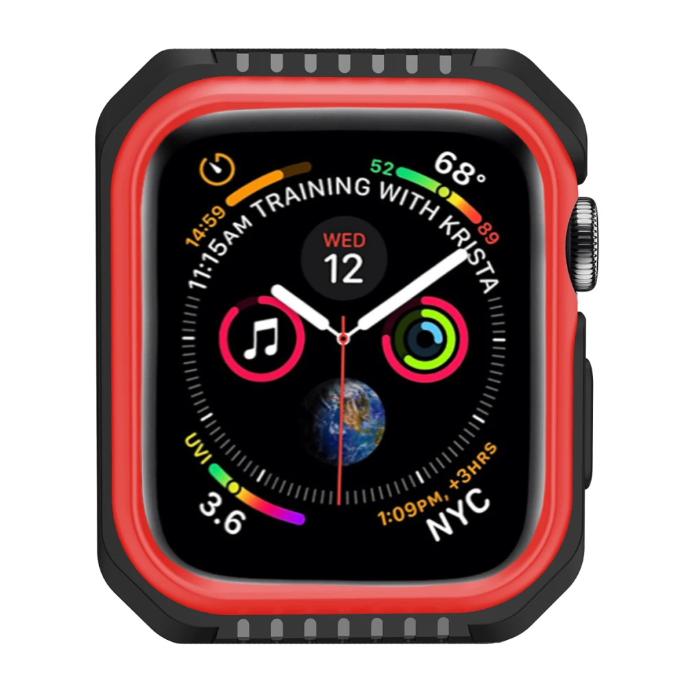 Black Red Жесткий защитный чехол из силикона и поликарбоната для Apple Watch 5, 4, 40 мм, 44 мм, защитный чехол-бампер для iWatch Band Series 3, 2, 1, 38 мм, 42 мм - Цвет: Black Red