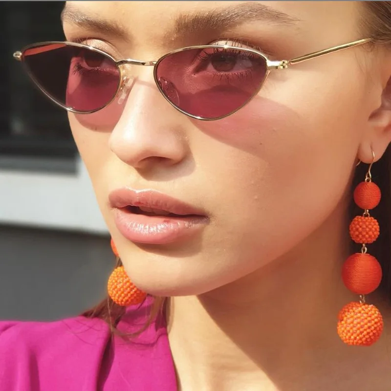 Солнцезащитные очки «кошачий глаз» женские, небольшие винтажные брендовые солнечные очки в металлической оправе, с защитой от ультрафиоле...