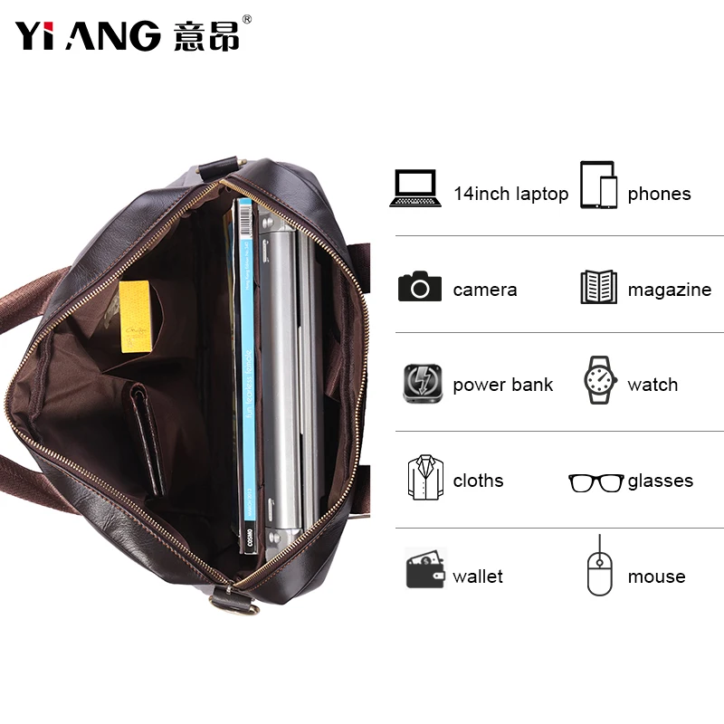 Мужской портфель из натуральной кожи винтажная деловая сумка для компьютера