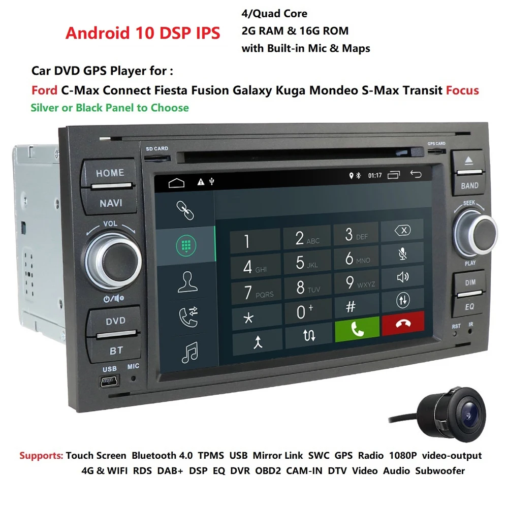 Android 10 0 DSP автомобильный мультимедиа для Ford Fiesta/Kuga/Mondeo Transit // connect C/S Max Mirror link Wifi DVR DAB