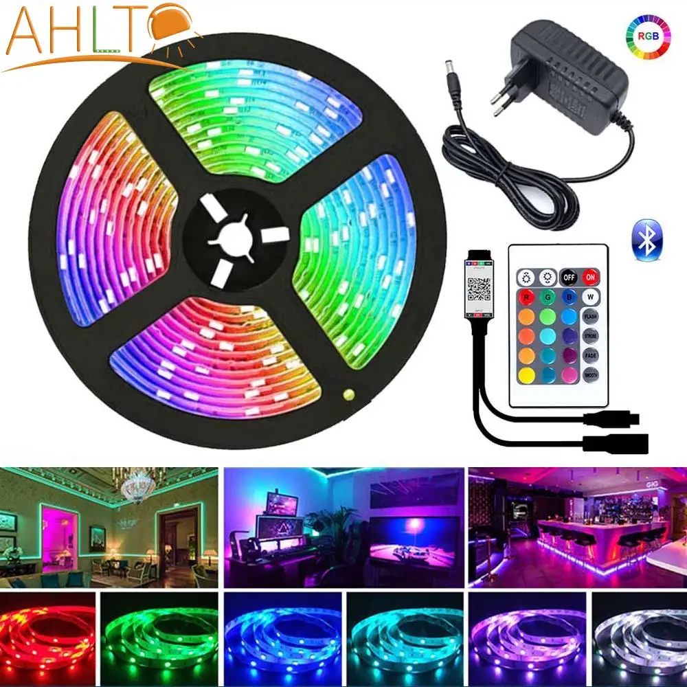 

Светодиодная лента Bluetooth s RGB 5050 SMD, гибкая лента, диод, 12 В, настенный светильник, неоновый светильник для украшения телевизора, дома