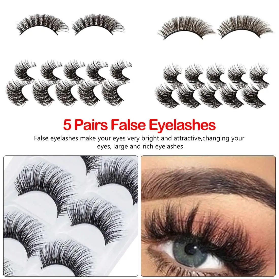 

NEW 13 Styles Mink Hair False Eyelashes Natural/Thick Long Eye Lashes Wispy Makeup Beauty Extension Tools Wimpers