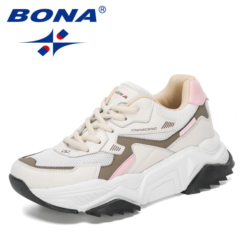 

BONA 2021 New Designers Trendy Running Shoes Women Fashion Mix Color Outdoor Sport Sneakers Lady Lace Up Athletic Trainers Shoes