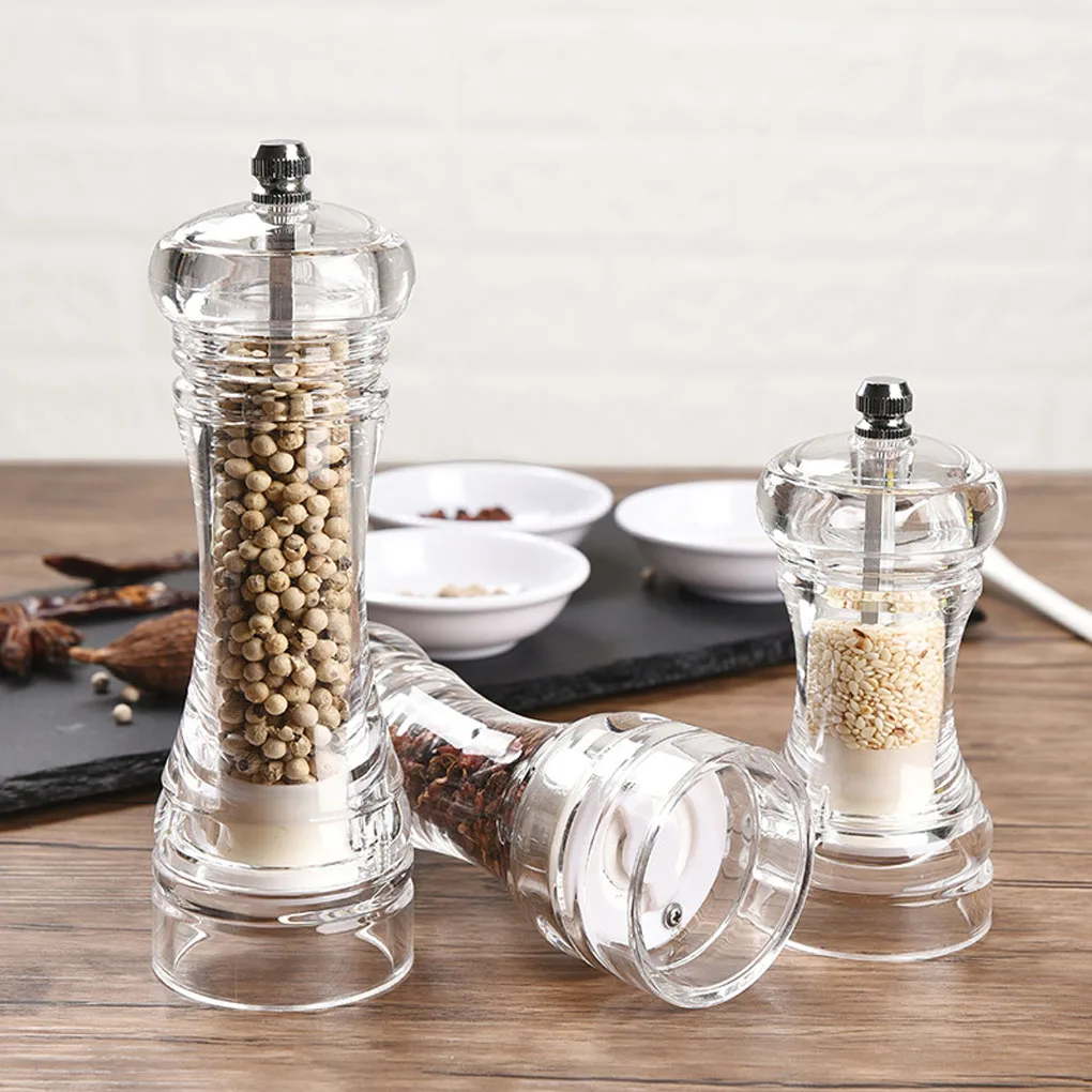

4inch Acrylic Combo Pepper Mill and Salt Shaker with Adjustable Coarseness Ceramic Mechanism, Easy to Use