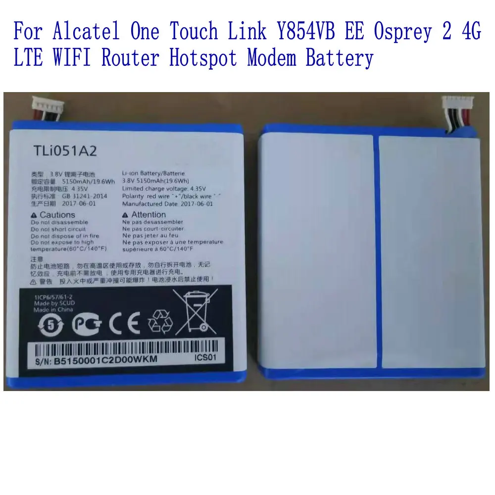 Новый аккумулятор TLi051A2 3 8 в 5150 мАч для Alcatel One Touch Link Y854VB EE Osprey 2 4G LTE Wi-Fi роутер точка