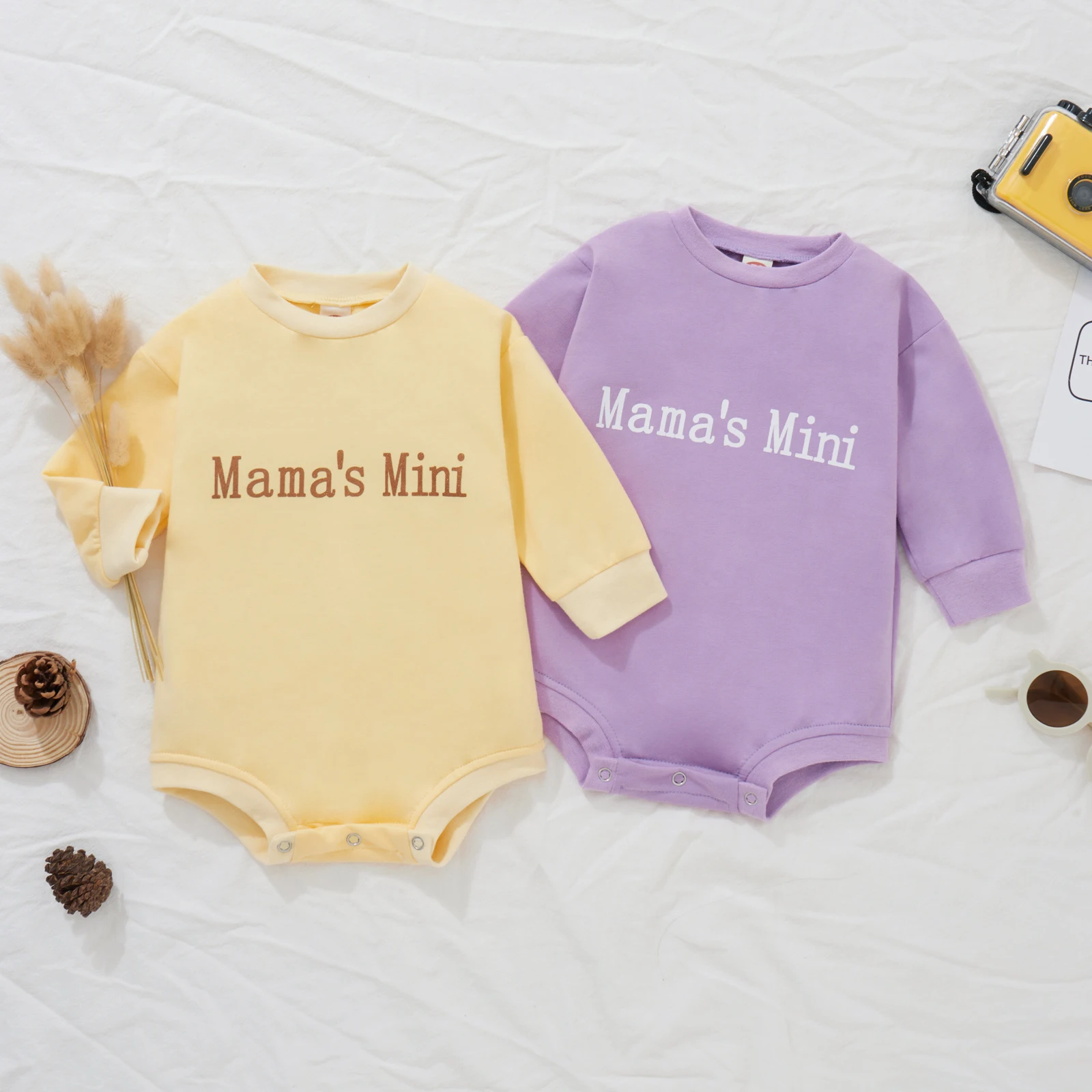 

Emmababy 2022 Mother's Day Baby Girl Romper Newborn Infant Clothes Long Sleeve Romper Cute Letter Print Fall Outfits Little Girl