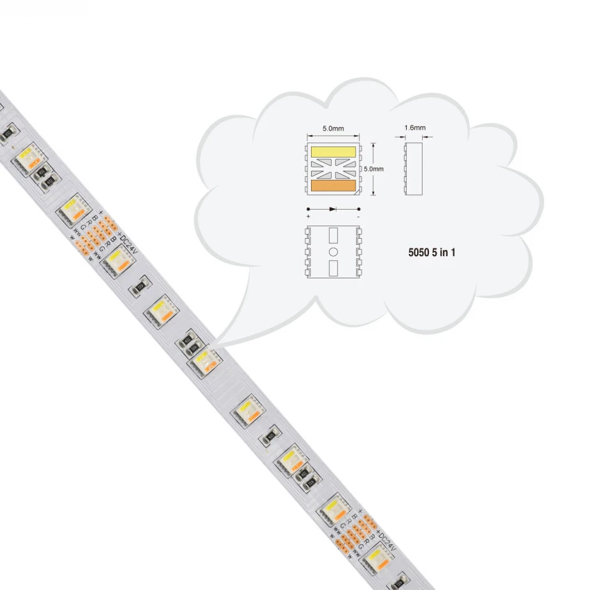 5050 SMD RGB + CCT гибкий Светодиодные ленты светильник 60led/m CW/RGB WW гибкие светодиодные