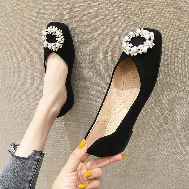 Zapatillas Mujer мягкая подошва квадратный носок балетки на плоской подошве с пряжкой