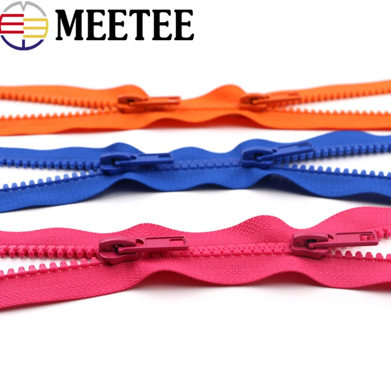 2 шт. Meetee 5 # двойная открытая молния из смолы молнии 50-200 см пуховик/пальто сумки