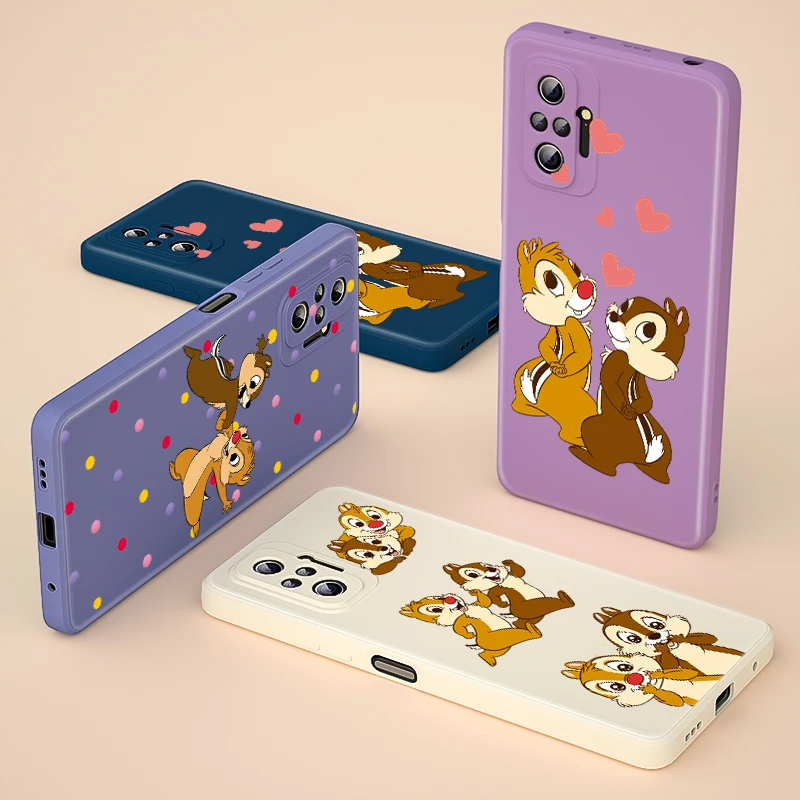 

Cute Chip And Dale Liquid Silicone Soft Cover For Xiaomi Redmi Note 10 10T 9 9T 8T 9S 8 7 Pro Max Phone Case